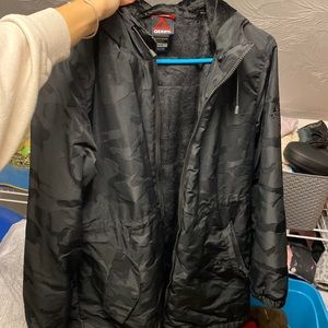 - Black camo winter coat